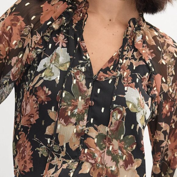 Haver & Blair Ruffle Neck Floral Butterfly Blouse - Picture 16 of 16